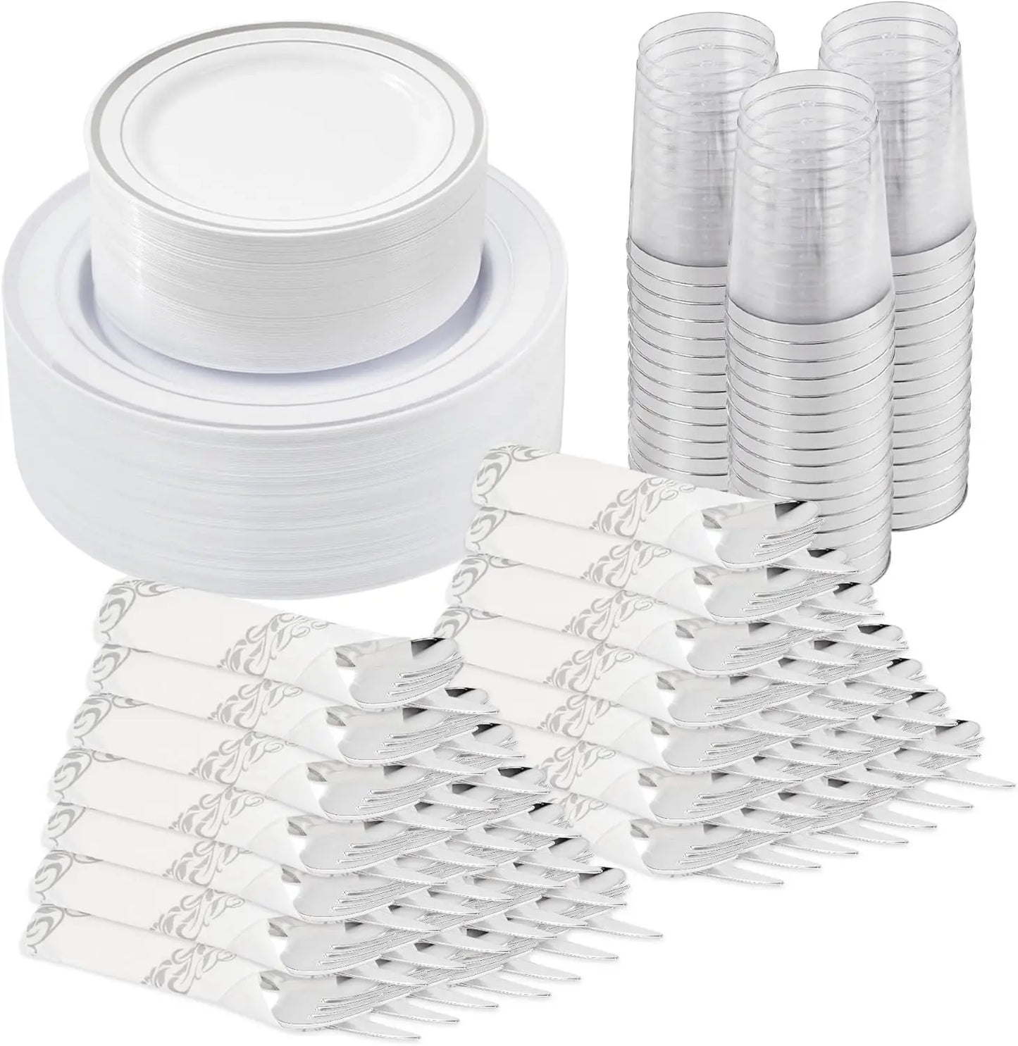 350/700 Pieces Of Disposable Plastic Tableware