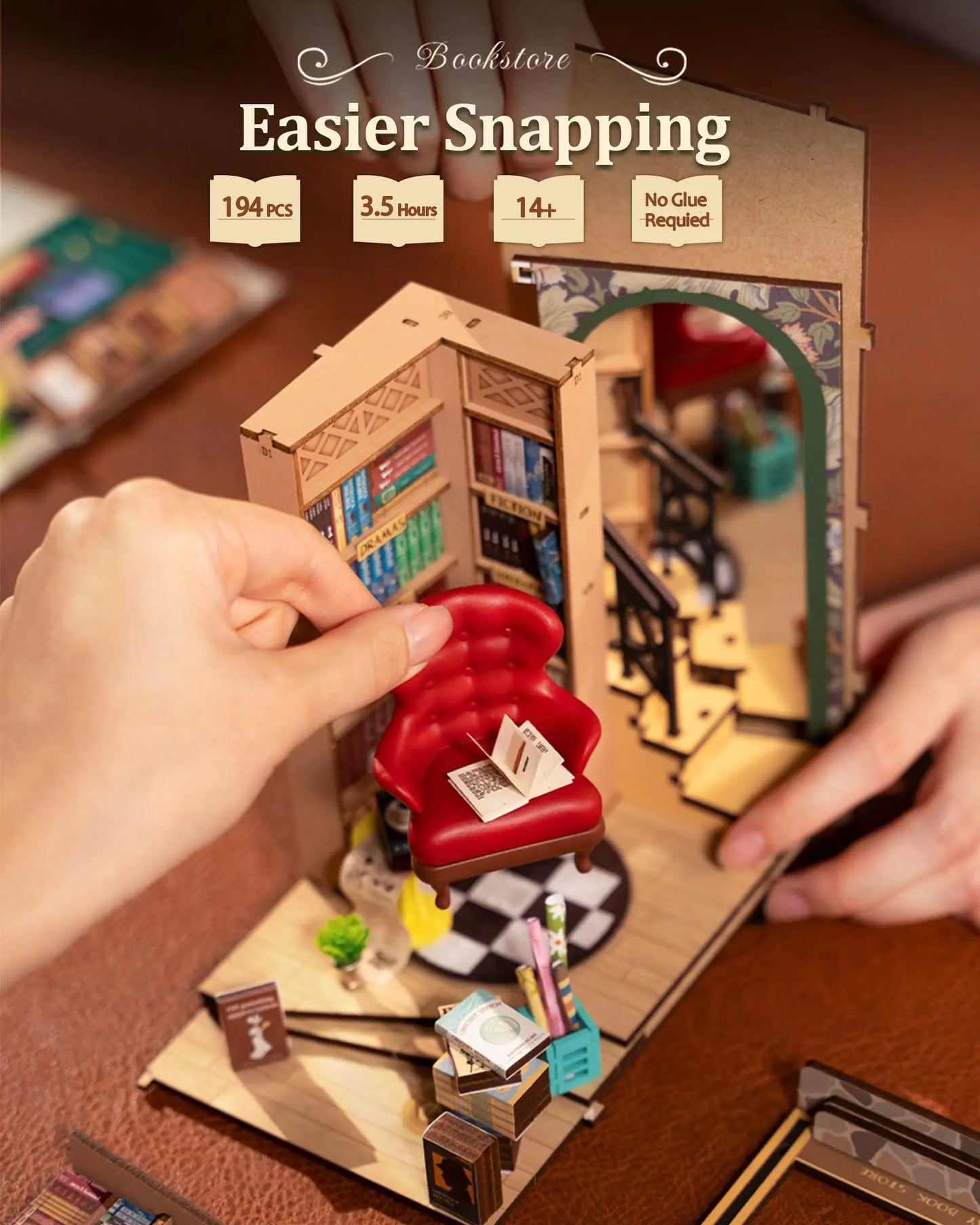 Bookstore with Light Easy Assembly Wooden Toys