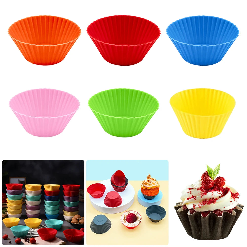 12 Pcs Reusable Silicone Baking Cupcake Molds