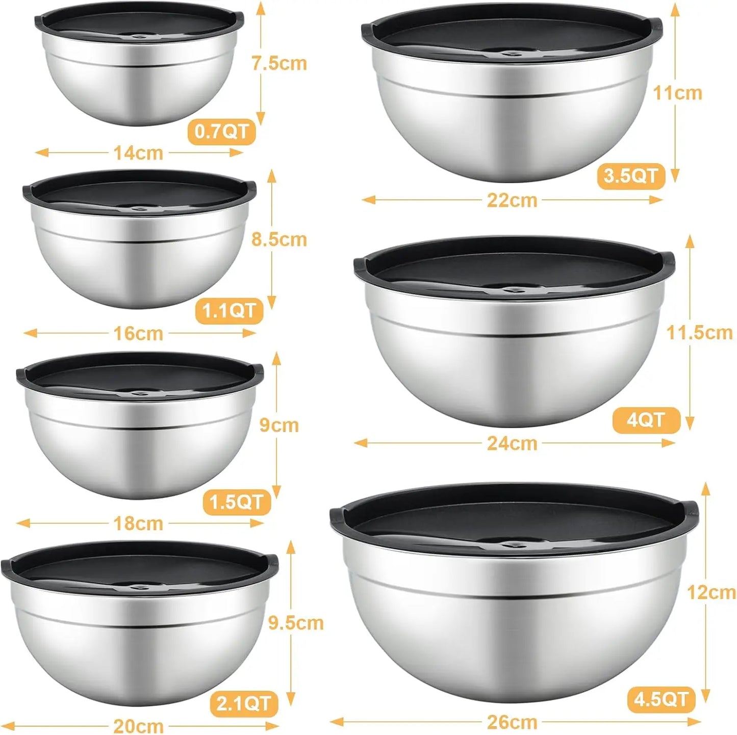 7 Piece Stainless Steel Mixing Bowls set
