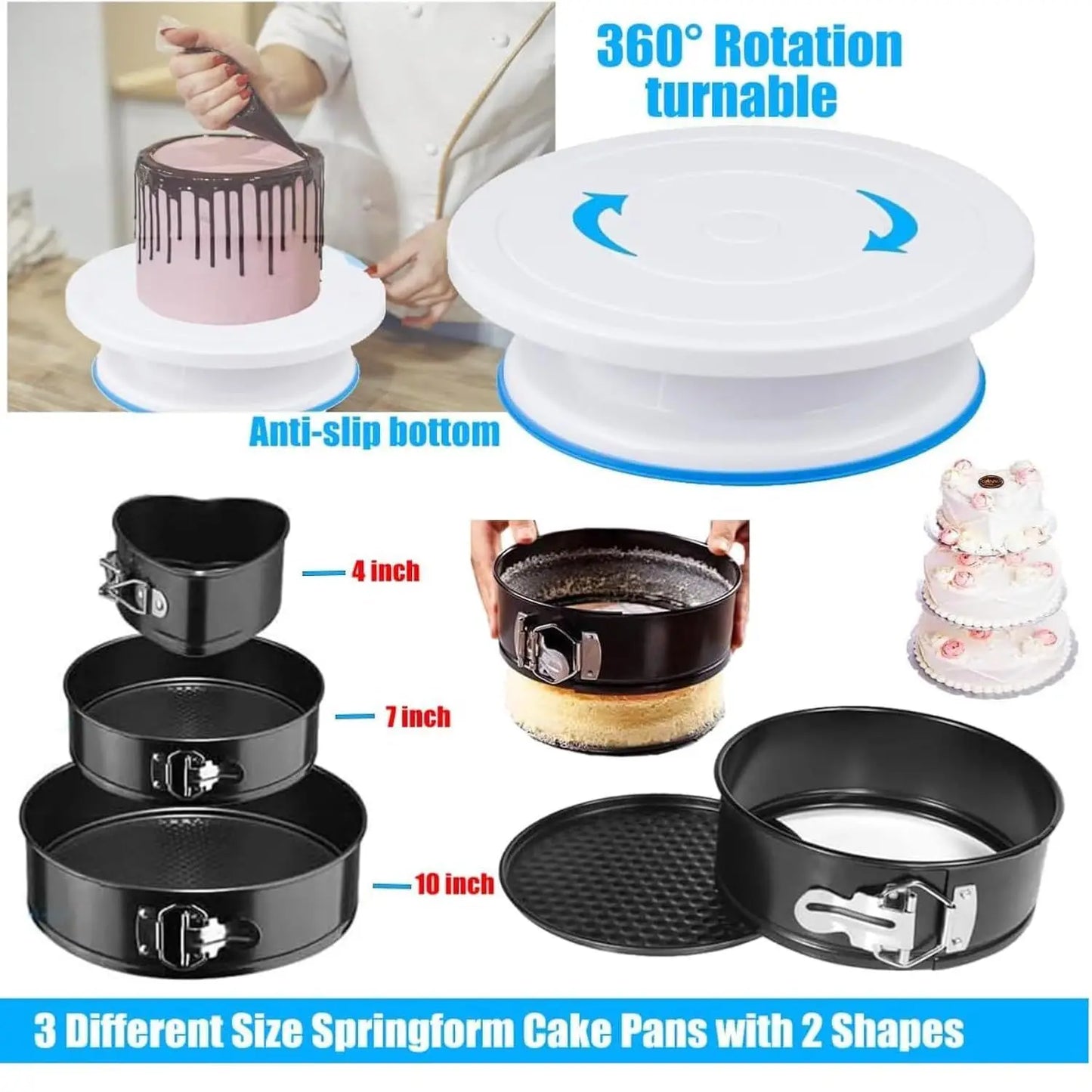 Cake Decorating Kit 3 Packs Springform Pans