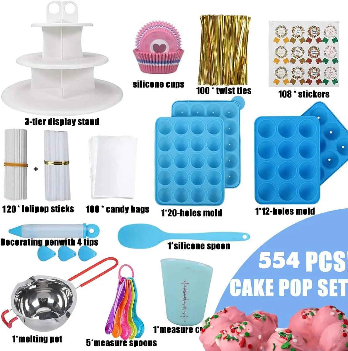 Cake Pop Maker Kit Silicone Lollipop Molds