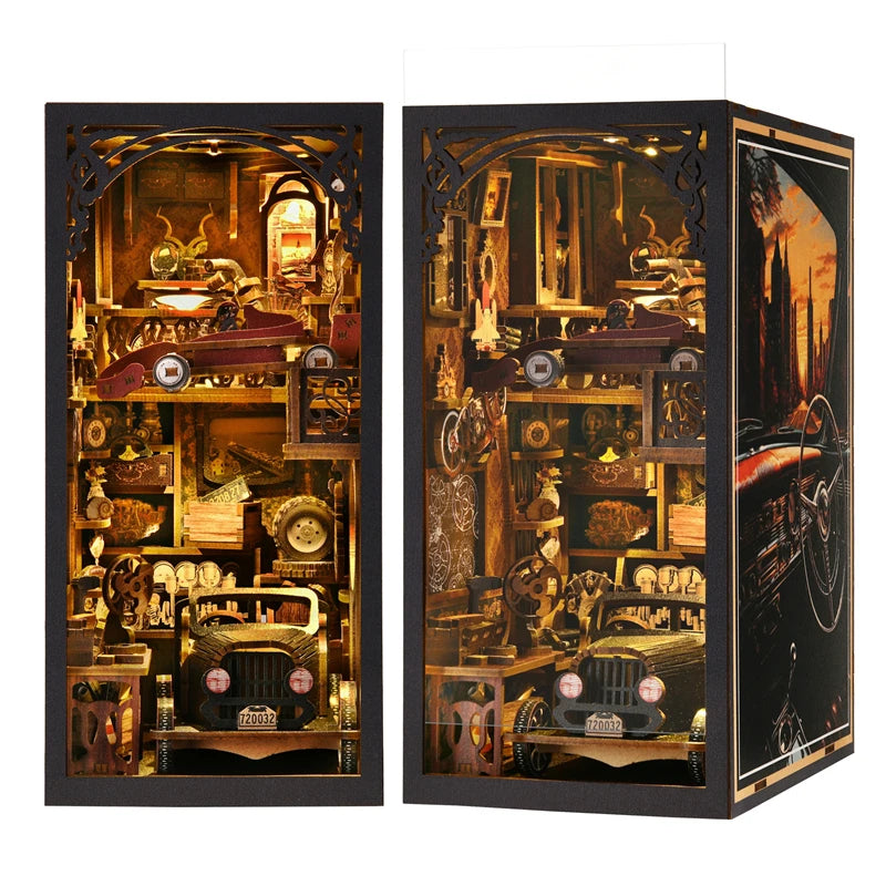 DIY Wooden Puzzle Bookshelf Dollhouse Model