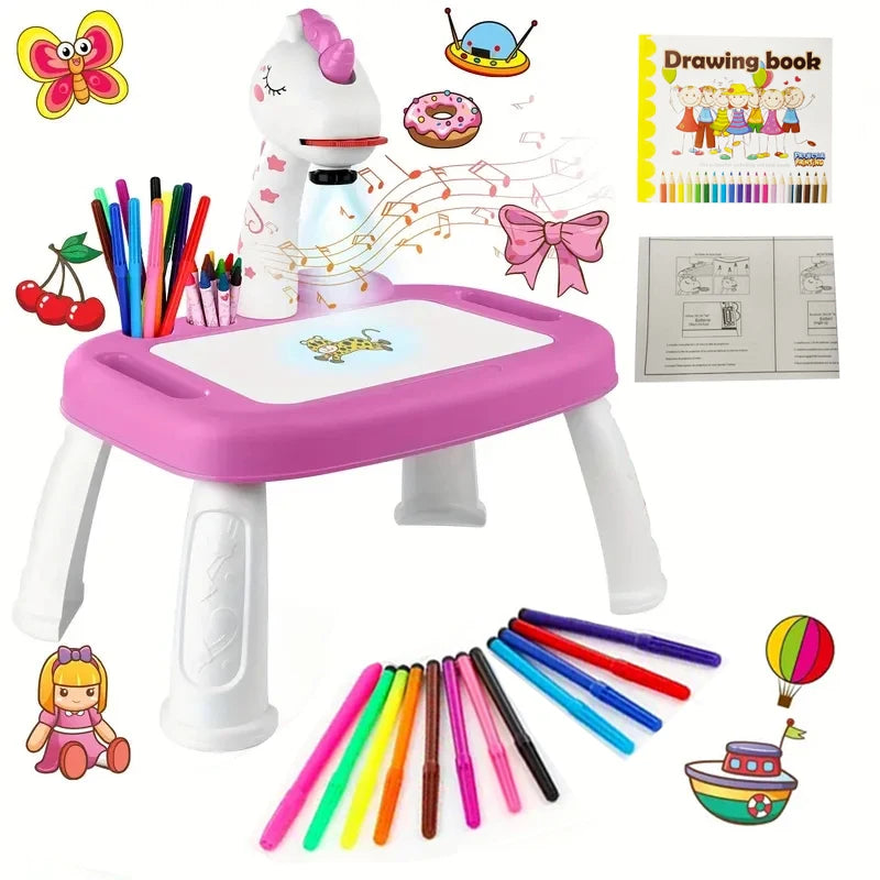 Childrens Painting Projector Art Drawing Puzzle Board