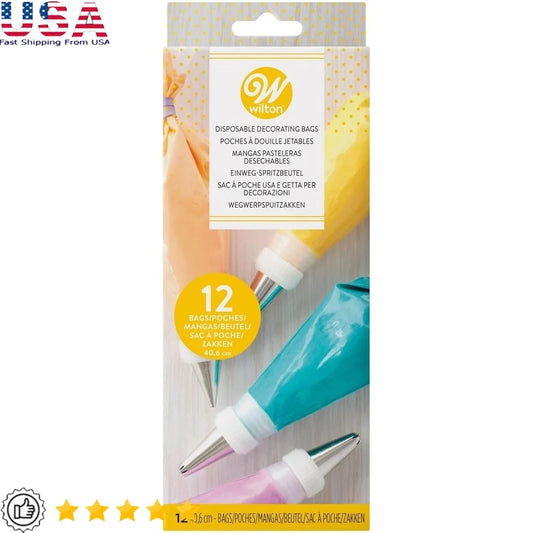 12 Pack Plastic Cake Decorating Bags