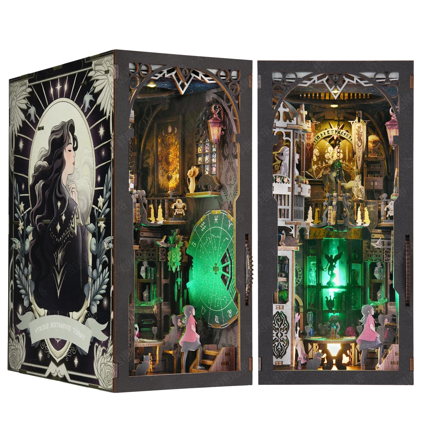 DIY Wooden Puzzle Bookshelf Dollhouse Model